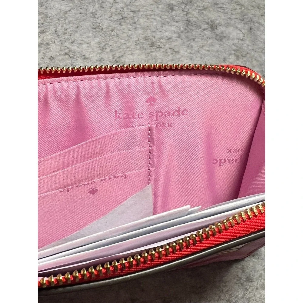 Kate Spade Sticky Situation Cherry Chewing Gum Pink Red Wavy Wristlet Pouch NEW